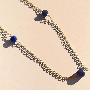 ROBIN WOODARD blue lapis & 14k gold filled chain necklace